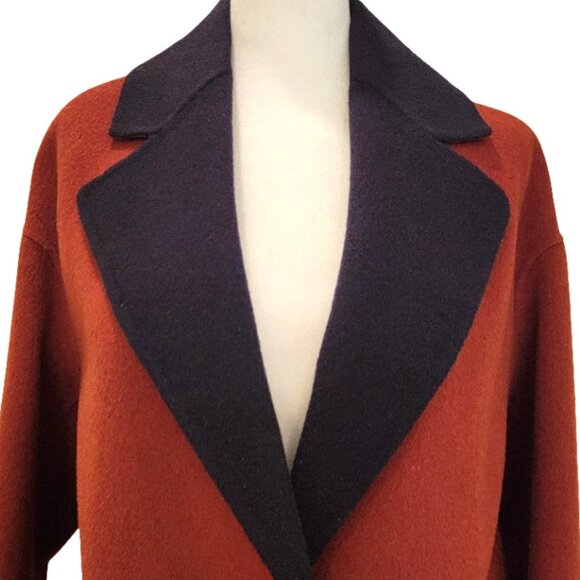 NAERSI Wool Coat | Soft Unstructured Comfort | Color-Block Rust & Navy - Picture 6 of 15
